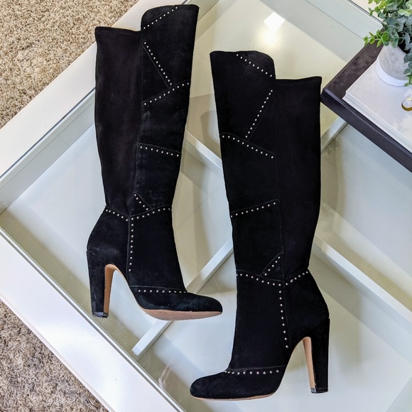 Vince Camuto Shoes - Vince Camuto Studded Black Suede Knee Boots